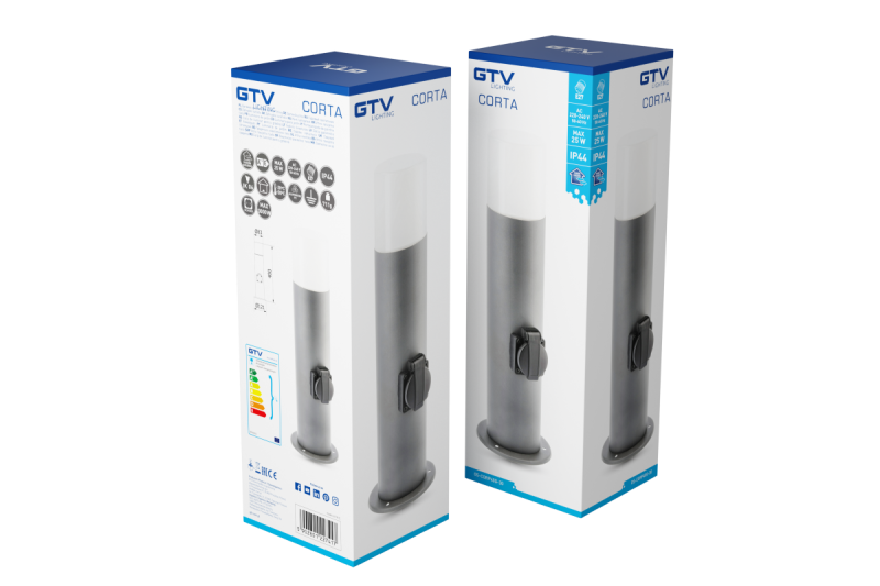 Decor Lampada da giardino CORTA-P 40 E27 MAX.25W IP44 AC220-240V 50-60Hz presa max. 3000W bollard grafite. 1208963861