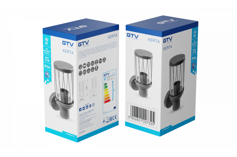 Decor KERTA-A luce da giardino E27 MAX.12W IP44 AC220-240V 50-60Hz semplice lampada da parete in grafite superiore. 1208963906