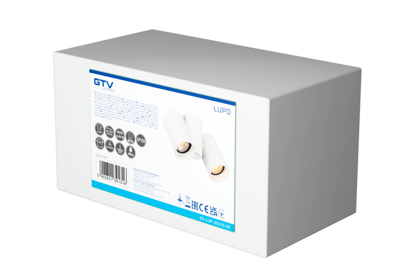 Decor Lampada a soffitto LUPO in alluminio 17.5x5.6x11.5 IP20 2*GU10 max. 50W bianca rotonda 1208963925