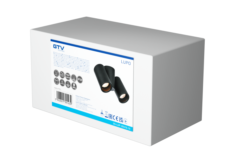 Decor Lampada da soffitto LUPO in alluminio 17.5x5.6x11.5 IP20 2*GU10 max. 50W rotonda nera 1208963926