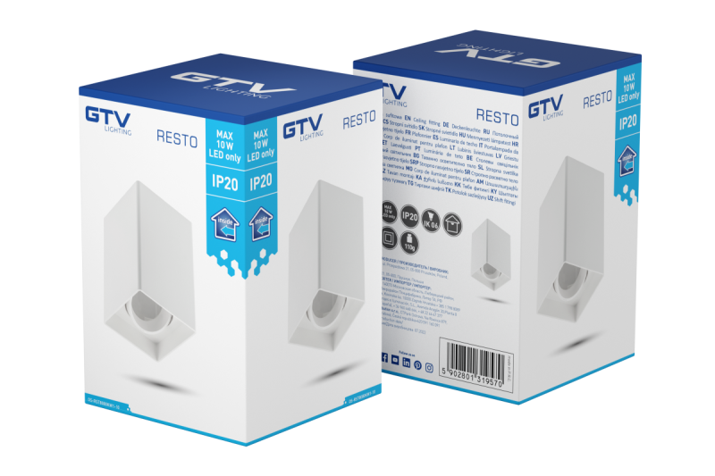 Decor Lampada a soffitto RESTO PC 80x80x125mm IP20 max 20W quadrata bianca 1208963988