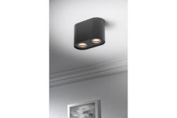Decor Lampada a soffitto SENSO DUO in alluminio 83x165x110 IP20 max 50W rotonda nera. 1208964011