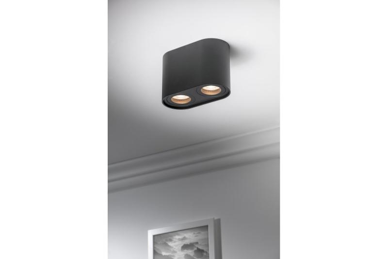Decor Lampada a soffitto SENSO DUO in alluminio 83x165x110 IP20 max 50W rotonda nera. 1208964011