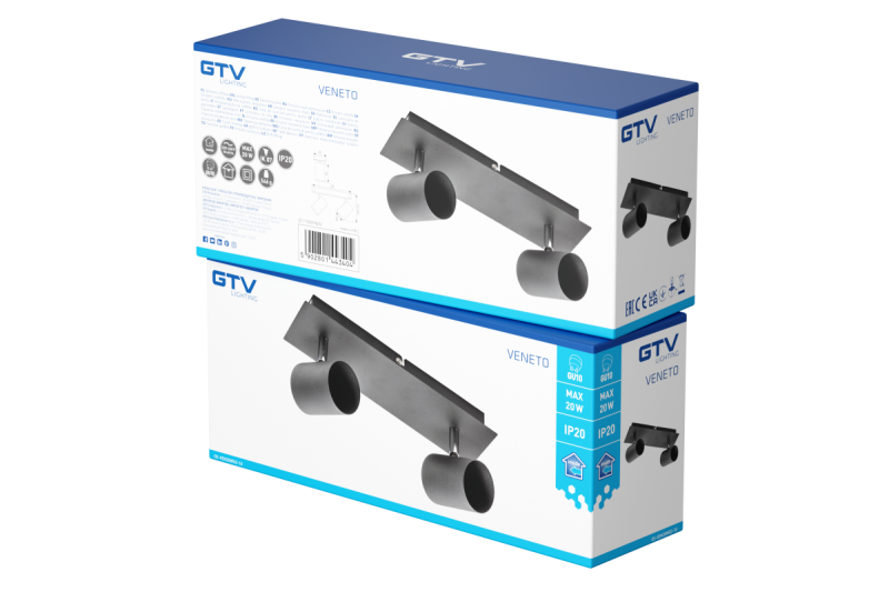 Decor Lampada a soffitto VENETO IP20 max. 20W 2 x GU10 tonda nera 1208964038