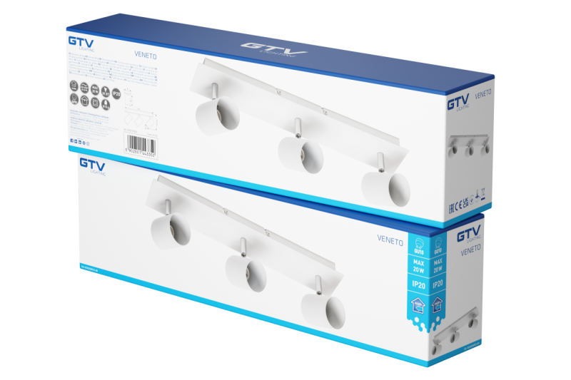 Decor Lampada a soffitto VENETO IP20 max. 20W 3 x GU10 bianco rotondo 1208964039