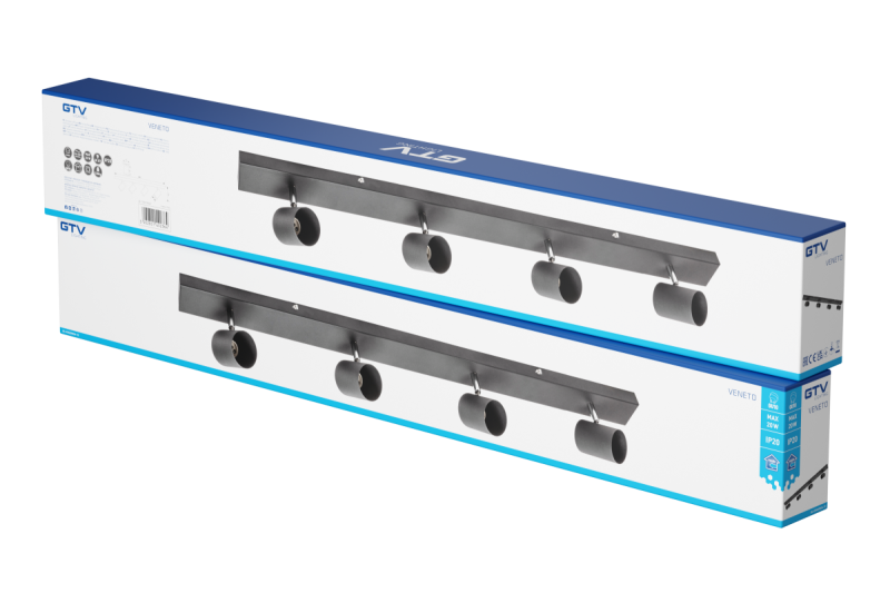 Decor Lampada a soffitto VENETO IP20 max. 20W 4 x GU10 tonda nera 1208964042