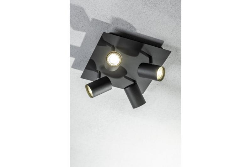 Decor Lampada a soffitto VENETO IP20 max. 20W 4 x GU10 rotonda/quadrata nera 1208964046