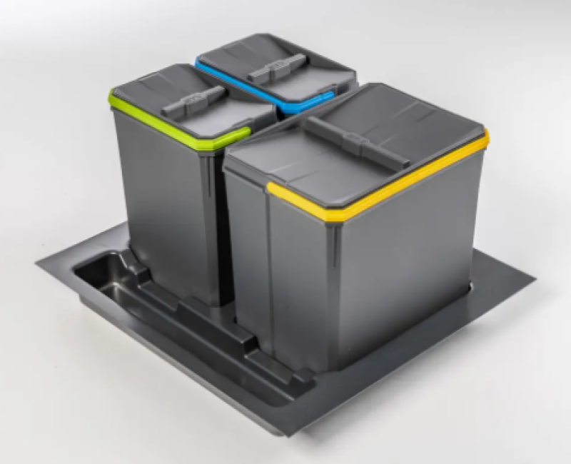 Garbi Basket B-60-3 sistema di smistamento rifiuti per cassetto da 60 cm, incl. supporto e 3 contenitori per rifiuti 1208964399