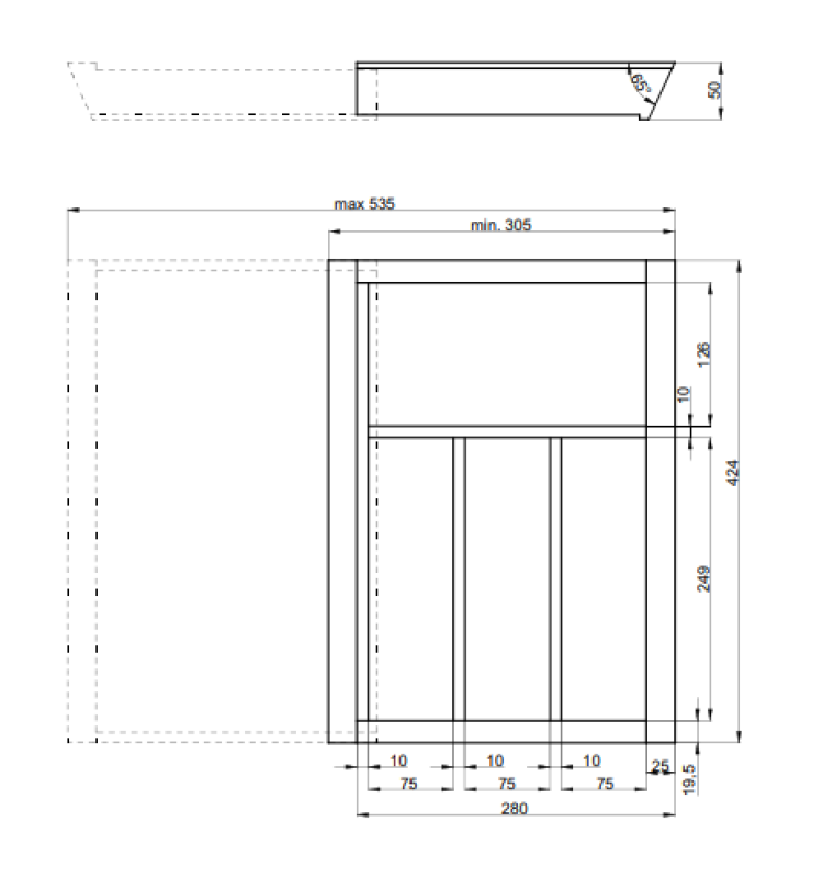 Decor Cutle Portaposate Regolabile Inserto per Armadi da 400-600mm Colore Faggio 1208966289