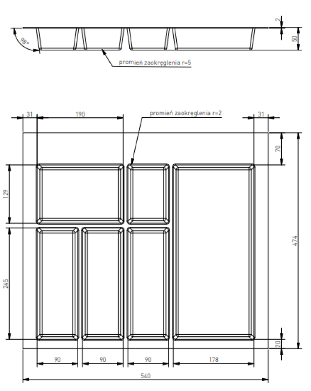 Bak di posate Decor Cutle Inserto per cassetto da cucina 600 Antracite 1208966378