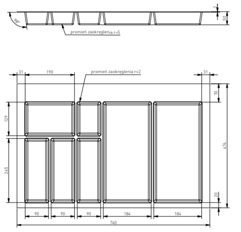 Inserts Decorativi Cutle per Cassetto da Cucina 800 Axispace Bianco 1208966379