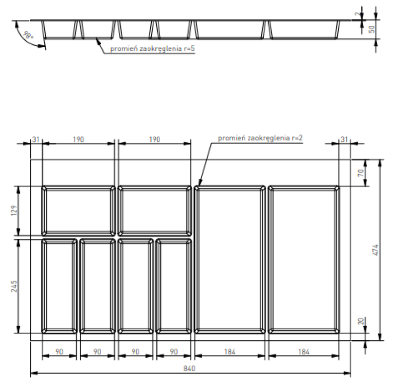 Inzetto per Posate Decor Cutle per Cassetto da Cucina 900 Bianco 1208966381