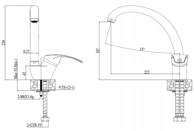 Quadri Set di rubinetti da cucina bianco con dispenser di sapone incorporato e vaschetta bianca regolabile 1208966928