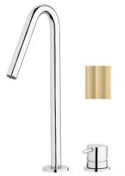Waterevolution Flow Miscelatore per lavabo a 2 fori oro chiaro con beccuccio alto a V 120mm V T1122VWGE