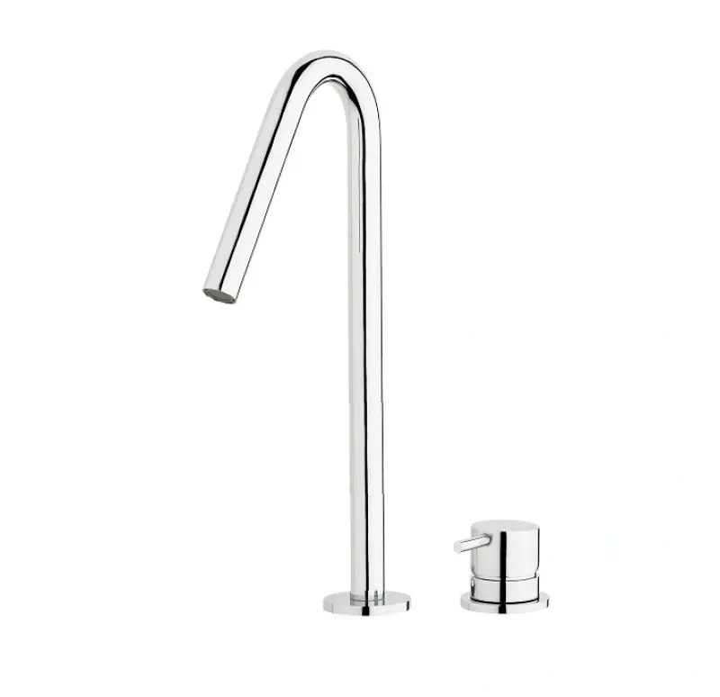 Waterevolution Flow Miscelatore per lavabo a 2 fori oro chiaro con beccuccio alto a V 120mm V T1122VWGE