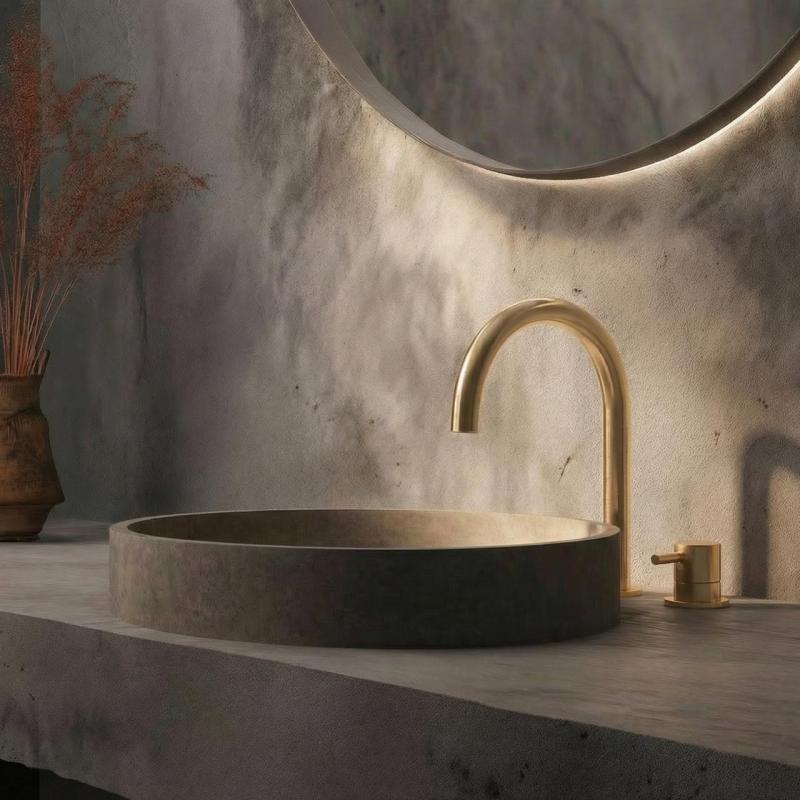 Waterevolution Flow Rubinetto per lavabo a 2 fori oro chiaro spazzolato T1121UWGE