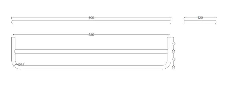 Waterevolution flow portasciugamani doppio 60cm PVD Light Gold A112DWGE