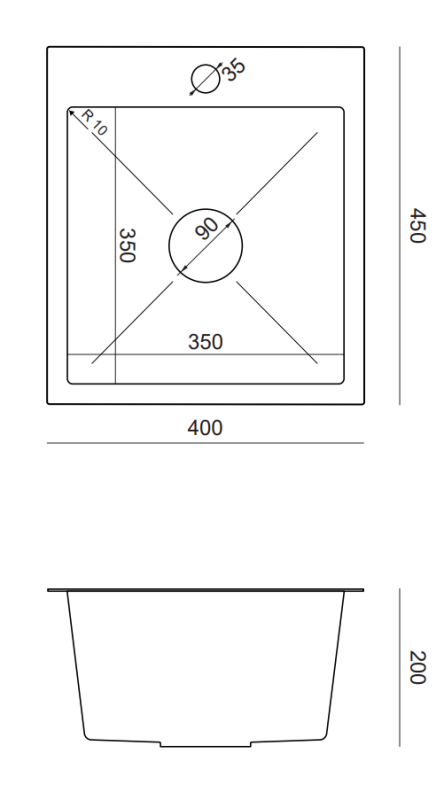 Quadri Dixton 40 Set lavello in acciaio inossidabile 400x450 mm con montaggio sopra piano per rubinetto e rubinetto da cucina Quadri Coventry in acciaio inossidabile