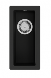 GraniteMy Universal lavello piccolo in granito nero 17x40 cm sopra il piano a filo e sottopiano con tappo in acciaio inossidabile 1208967105