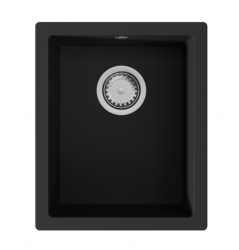 GraniteMy Universal lavello in granito nero 34x40 cm sopra il piano a filo e sottopiano con tappo in acciaio inossidabile 1208967106