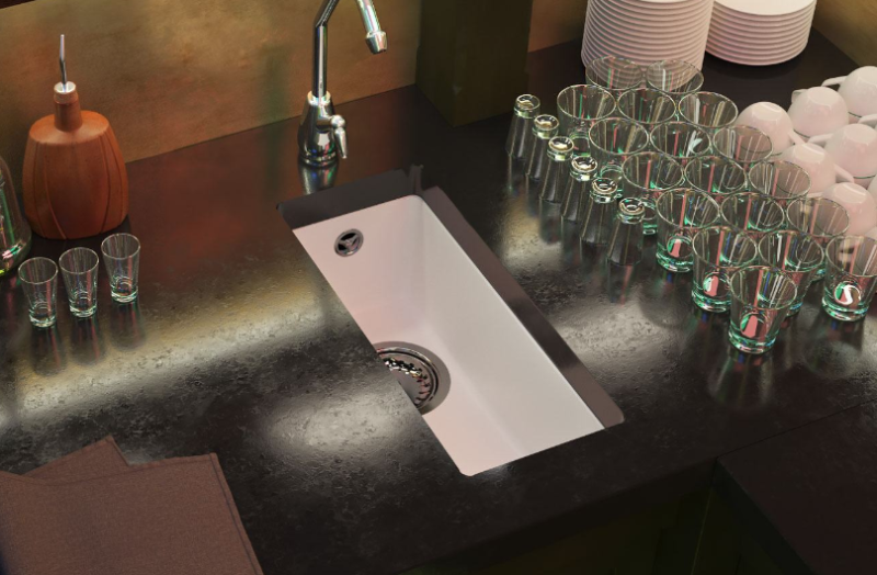 GraniteMy Universal lavello piccolo bianco 17x40 cm a filo sopra e sottopiano con tappo bianco 1208967137