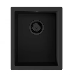 GraniteMy Universal lavello in granito nero 34x40 cm a filo sopra e sottopiano con tappo nero 1208967143