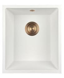 GraniteMy Universal lavello in granito bianco 34x40 cm a filo sopra e sottopiano con tappo in rame 1208967148