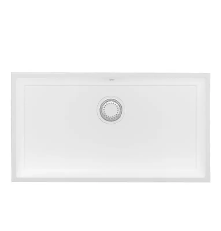 GraniteMy Universal lavello grande in granito bianco 74x40 cm  a filo sopra e sottopiano con tappo bianco 1208967160