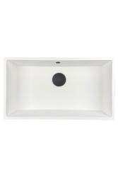 GraniteMy Universal lavello grande in granito bianco 74x40 cm a filo sopra e sottopiano con tappo nero 1208967161