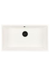 GraniteMy Universal lavello grande in granito bianco 74x40 cm a filo sopra e sottopiano con tappo nero 1208967161