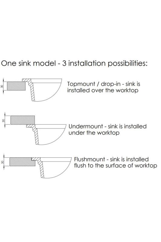 GraniteMy Universal lavello grande in granito bianco 74x40 cm a filo sopra e sottopiano con tappo  in rame 1208967162
