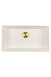 GraniteMy Universal lavello grande in granito bianco 74x40 cm a filo sopra e sottopiano con tappo dorato 1208967163