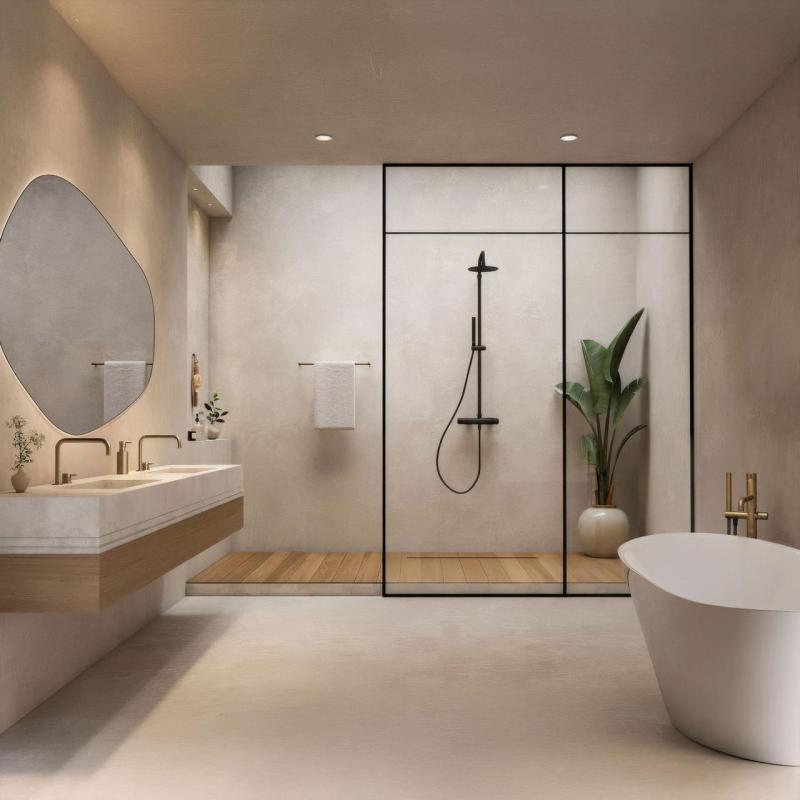 Waterevolution Flow combinazione doccia con soffione a pioggia nero opaco T141NPR