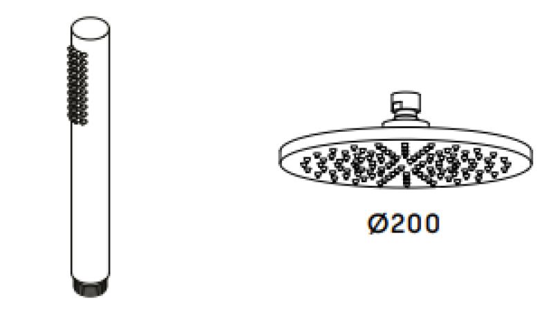 Combinazione doccia Waterevolution Flow con soffione a pioggia in acciaio inossidabile T141NIE