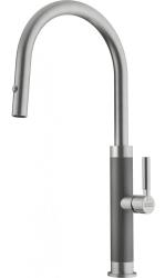 Franke Mythos Masterpiece Rubinetto da Cucina in Acciaio Inox con Beccuccio a J e Doccetta Estraibile - 115.0711.554