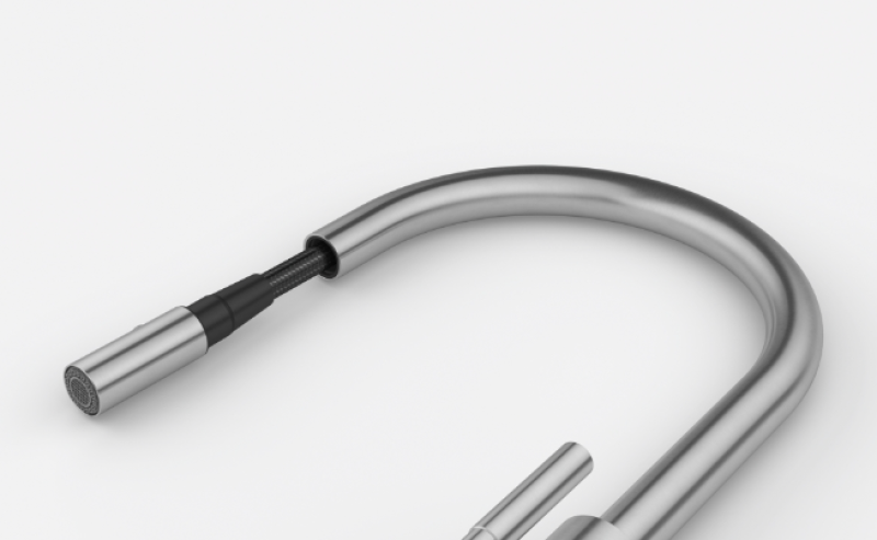 Franke Mythos Masterpiece Rubinetto da Cucina in Acciaio Inox con Beccuccio a J e Doccetta Estraibile - 115.0711.554