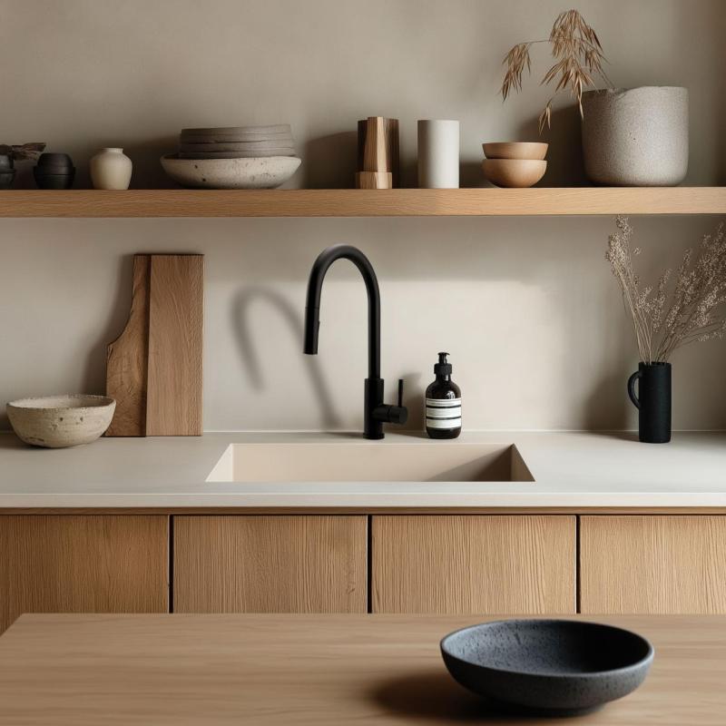 GraniteMy Universal Lavello in granito beige sabbia 40x40 cm a filo sopra e sottopiano con tappo Rame 1208967210