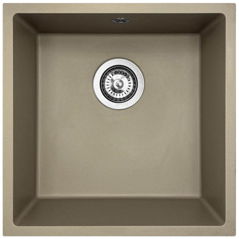 GraniteMy Universal Lavello in granito beige sabbia 40x40 cm a filo sopra e sottopiano con tappo Acciaio inossidabile 1208967211