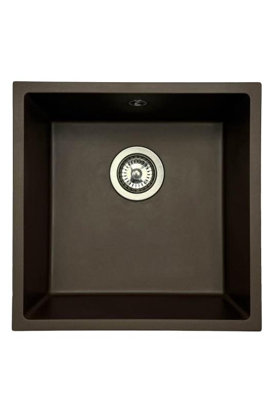 GraniteMy Universal Lavello in granito color caffè 40x40 cm a filo sopra e sottopiano con tappo in acciaio inossidabile 1208967212