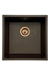GraniteMy Universal Lavello in granito caffè 40x40 cm a filo sopra e sottopiano con tappo rame 1208967217