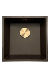 GraniteMy Universal Lavello in granito caffè 40x40 cm a filo sopra e sottopiano con tappo rame 1208967217