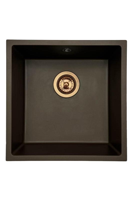 GraniteMy Universal Lavello in granito caffè 40x40 cm a filo sopra e sottopiano con tappo rame 1208967217