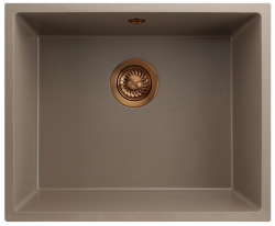 GraniteMy Universal Lavello in granito tortora 50x40 cm a filo sopra e sottopiano con tappo in rame 1208967225