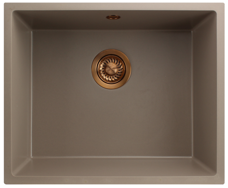GraniteMy Universal Lavello in granito tortora 50x40 cm a filo sopra e sottopiano con tappo in rame 1208967225