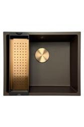 GraniteMy Universal Lavello in granito caffè 50x40 cm a filo sopra e sottopiano con tappo in rame 1208967229