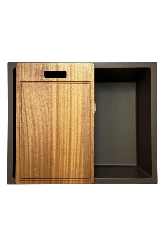 GraniteMy Universal Lavello in granito caffè 50x40 cm a filo sopra e sottopiano con tappo dorato 1208967230