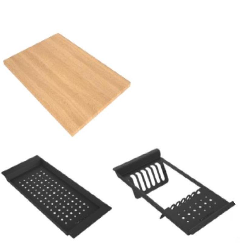 GraniteMy Lavello in granito per cucina 56x48 cm nero da incasso con tappo in acciaio inox, inclusi accessori 1208967231