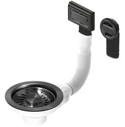 Set di tappi per cestello Granitemy in metallo spazzolato PVD color canna di fucile, set di scarico per lavello con troppopieno rotondo e rettangolare 1208967253