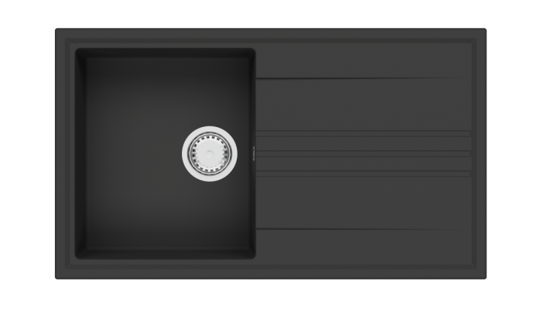 GraniteMy Vesi lavello da incasso in granito nero 86x50cm con scolapiatti reversibile con tappo in acciaio inossidabile 1208967279