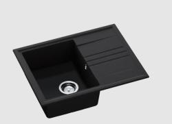 GraniteMy Vesi lavabo in granito nero da incasso 64x50cm con sgocciolatoio reversibile con tappo in acciaio inossidabile 1208967280
